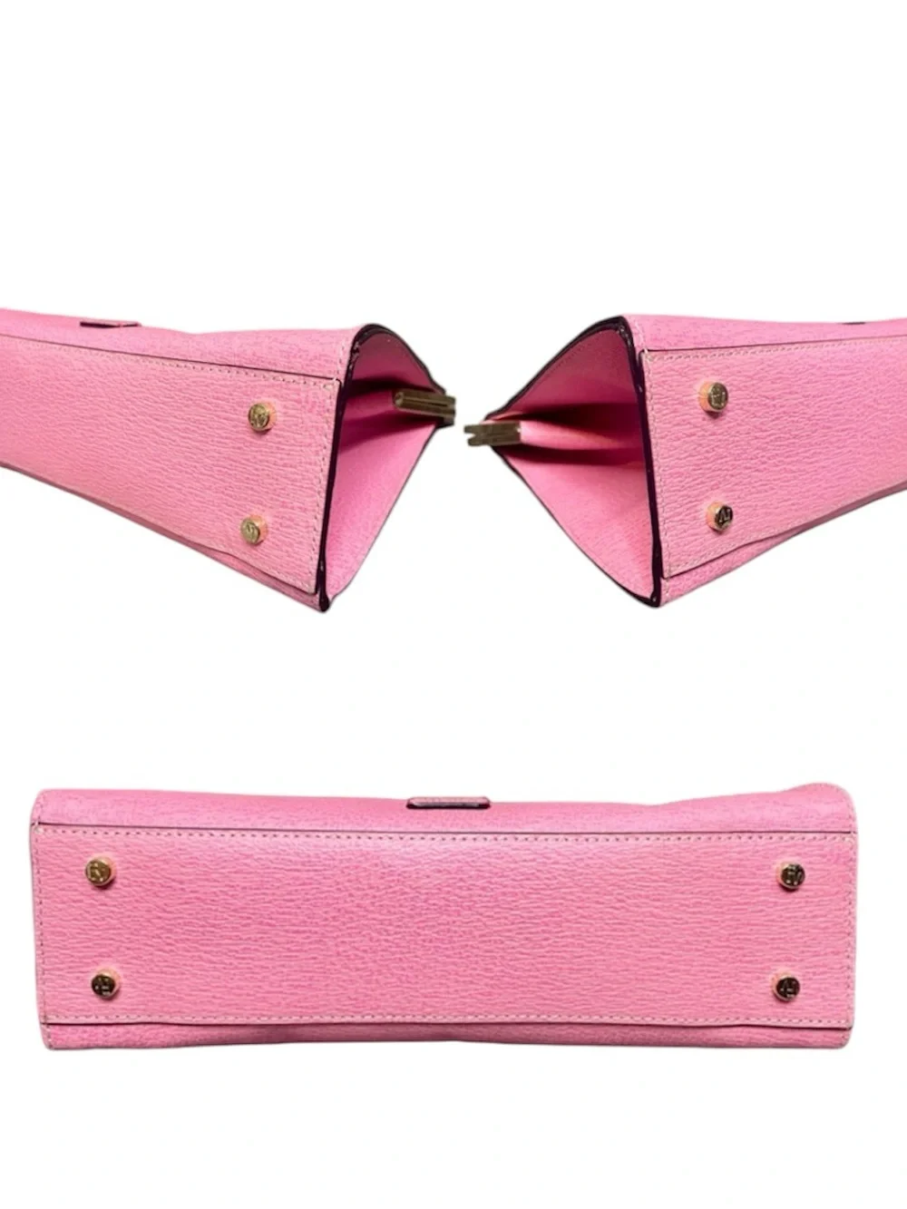 Frances Valentine Pink Pebbled Leather Top Handle Jackie Frame Satchel w Geodome